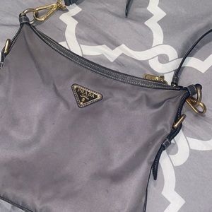Authentic Silver Prada Nylon Bag